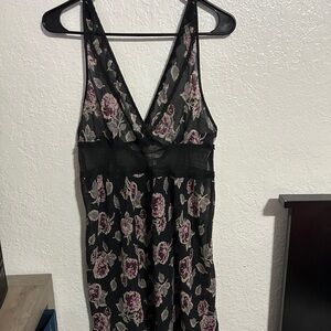Victoria's Secret Black and Purple Floral Chemise